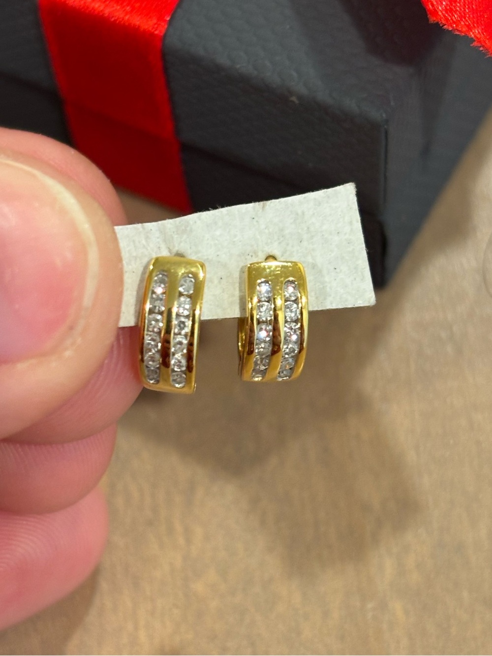 1/4 CT TW Huggie Hoop Earrings, gold-plated sterling silver. Brand new.